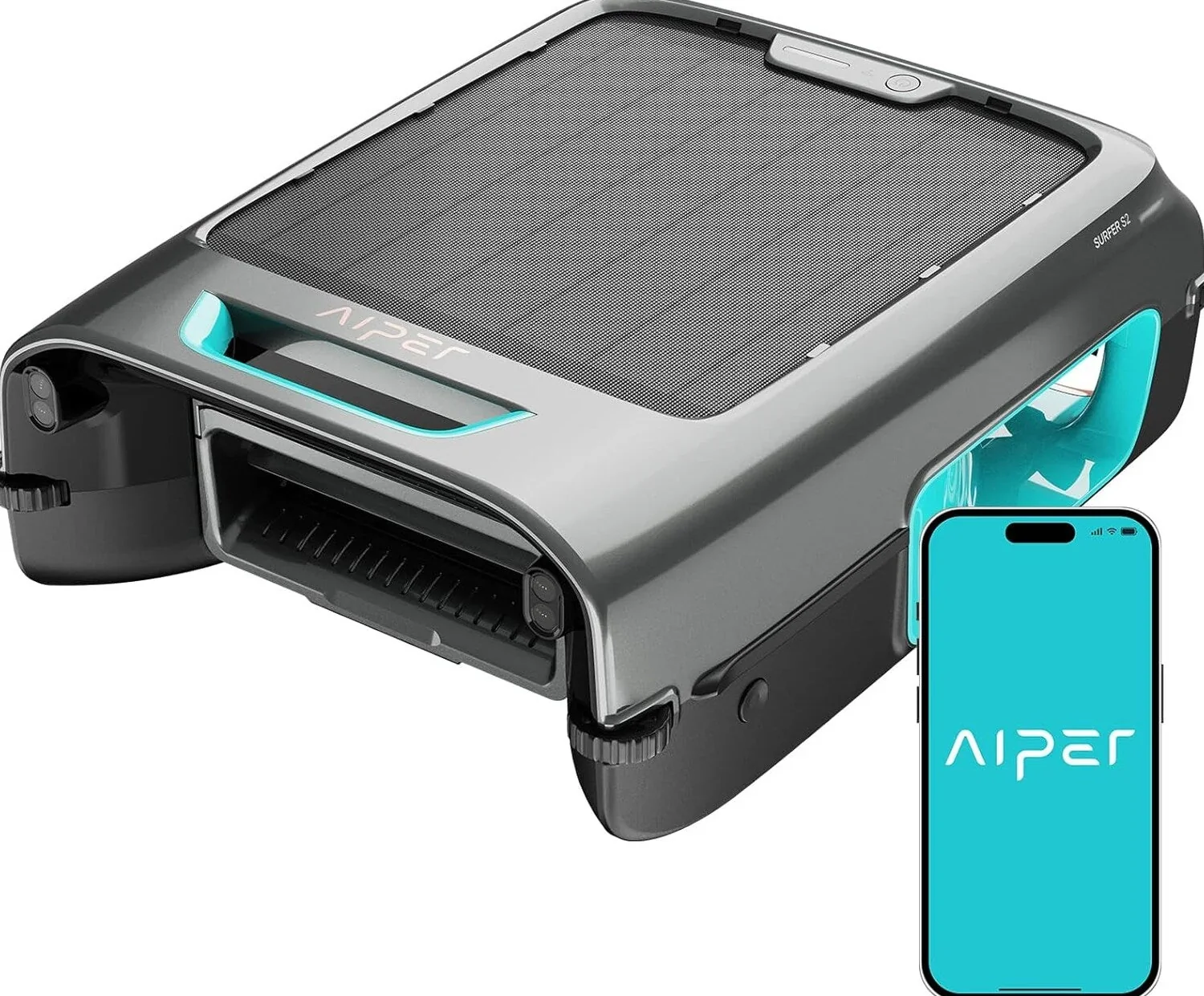 AIPER Surfer S2 Solar Pool Skimmer with APP Support, 24/7 Cleaning, Dual Charging Modes, Smart Obstacle Avoidance, Ideal for All Swimming Pool Types