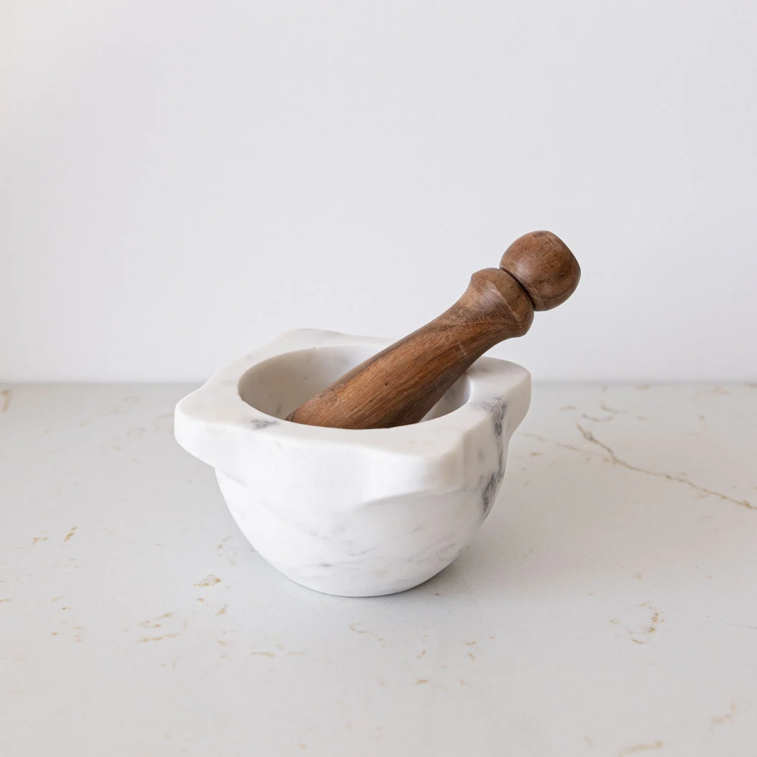 Marble Mortar With Wood Pestle