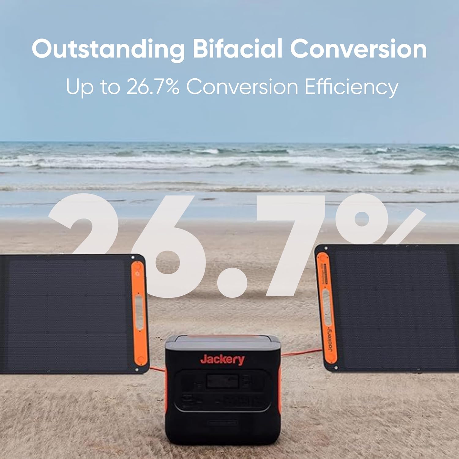 Jackery SolarSaga 200W Portable Solar Panel IP68 Foldable Bifacial Solar Panels Compatible with Jackery Explorer Power Station and Solar Generator for Rooftops Outdoor Camping Off-Grid and RVs