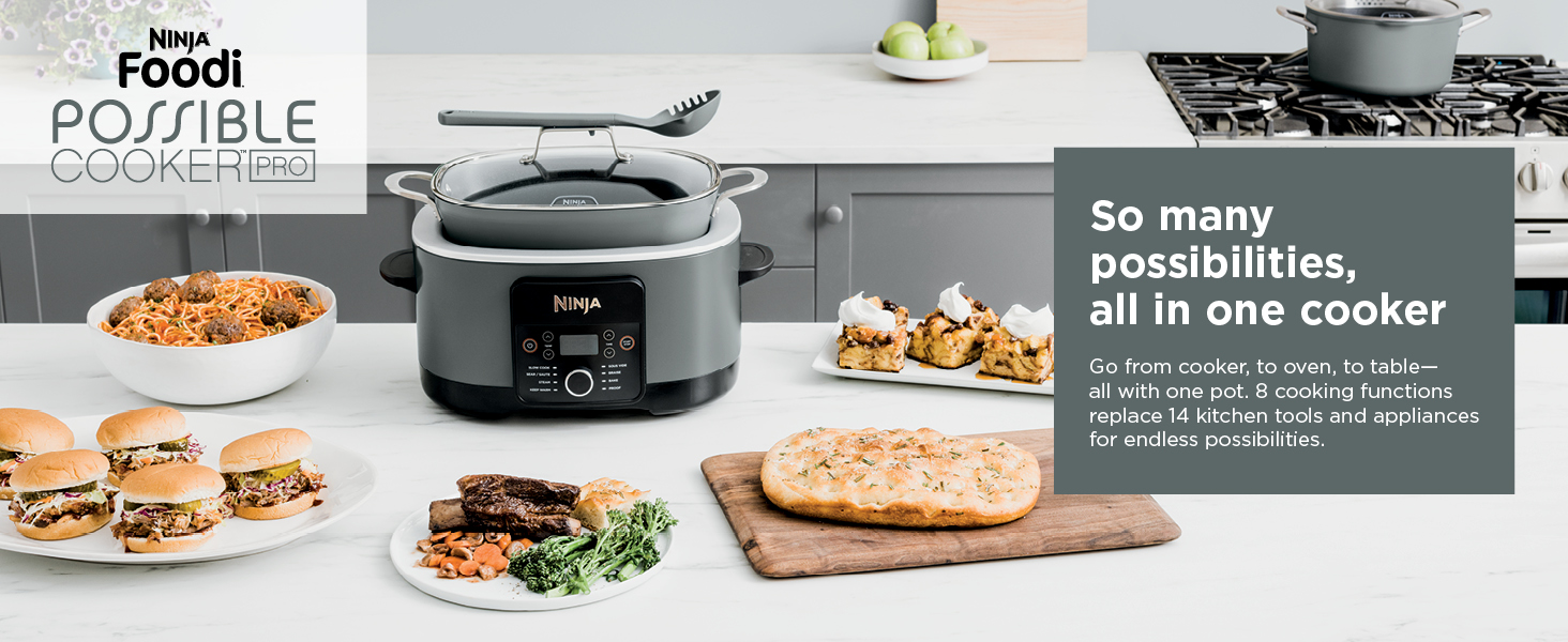 So many possibilities, all in one cooker Go from cooker, to oven, to table�?all with one pot.