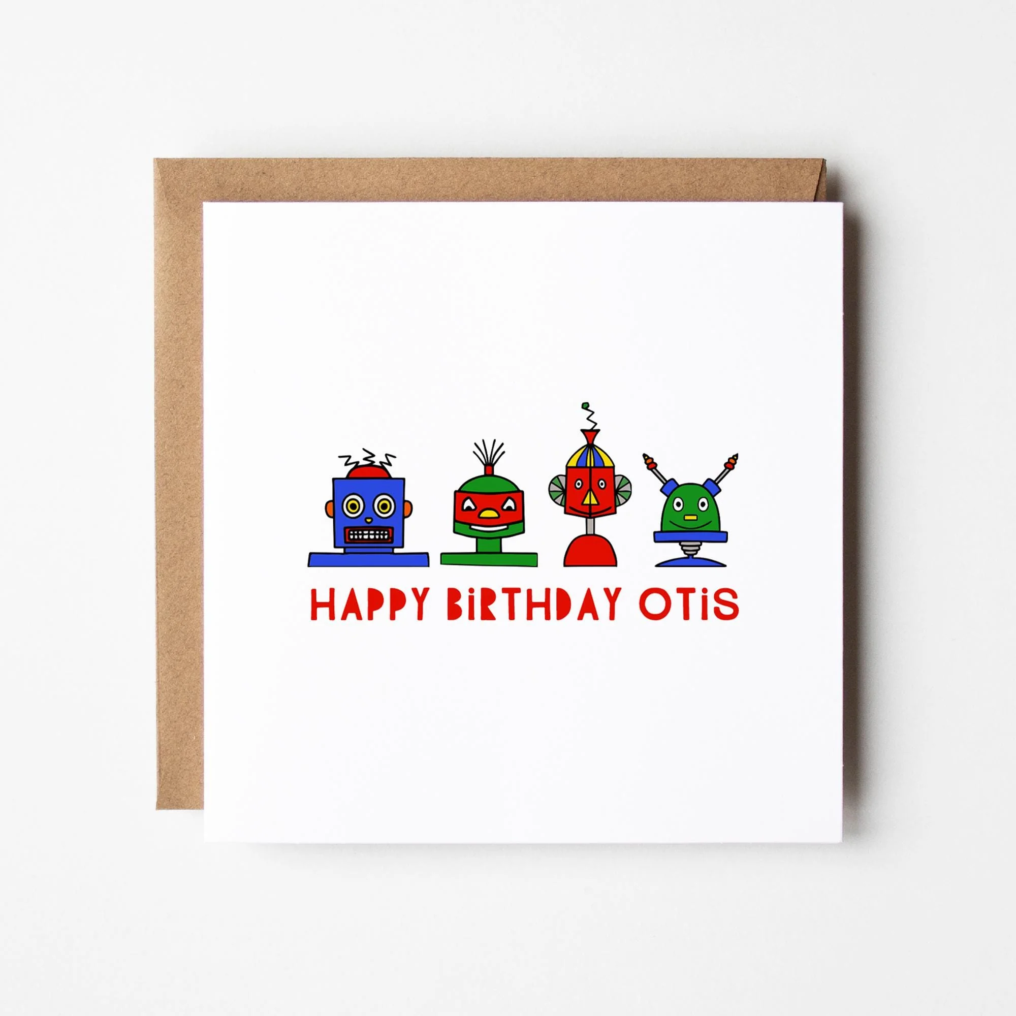 Personalised Robot Birthday Card, Custom Boys Card with Robot Design