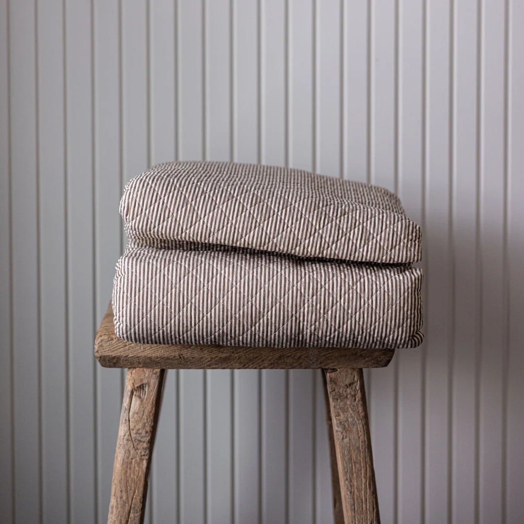 Pinstriped Brown Striped Quilt King