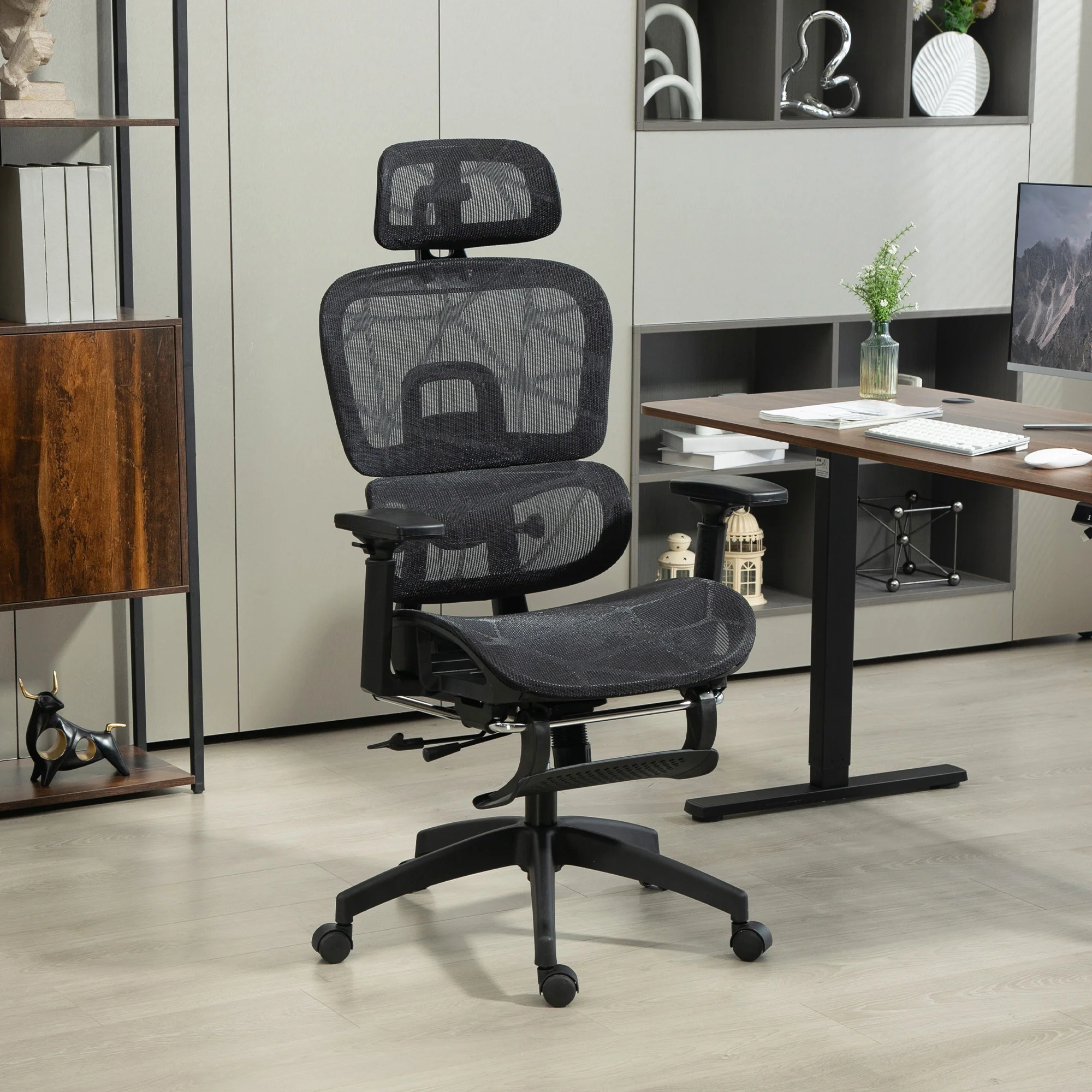HOMCOM Bürostuhl ergonomisch verstellbar mit Liegefunktion