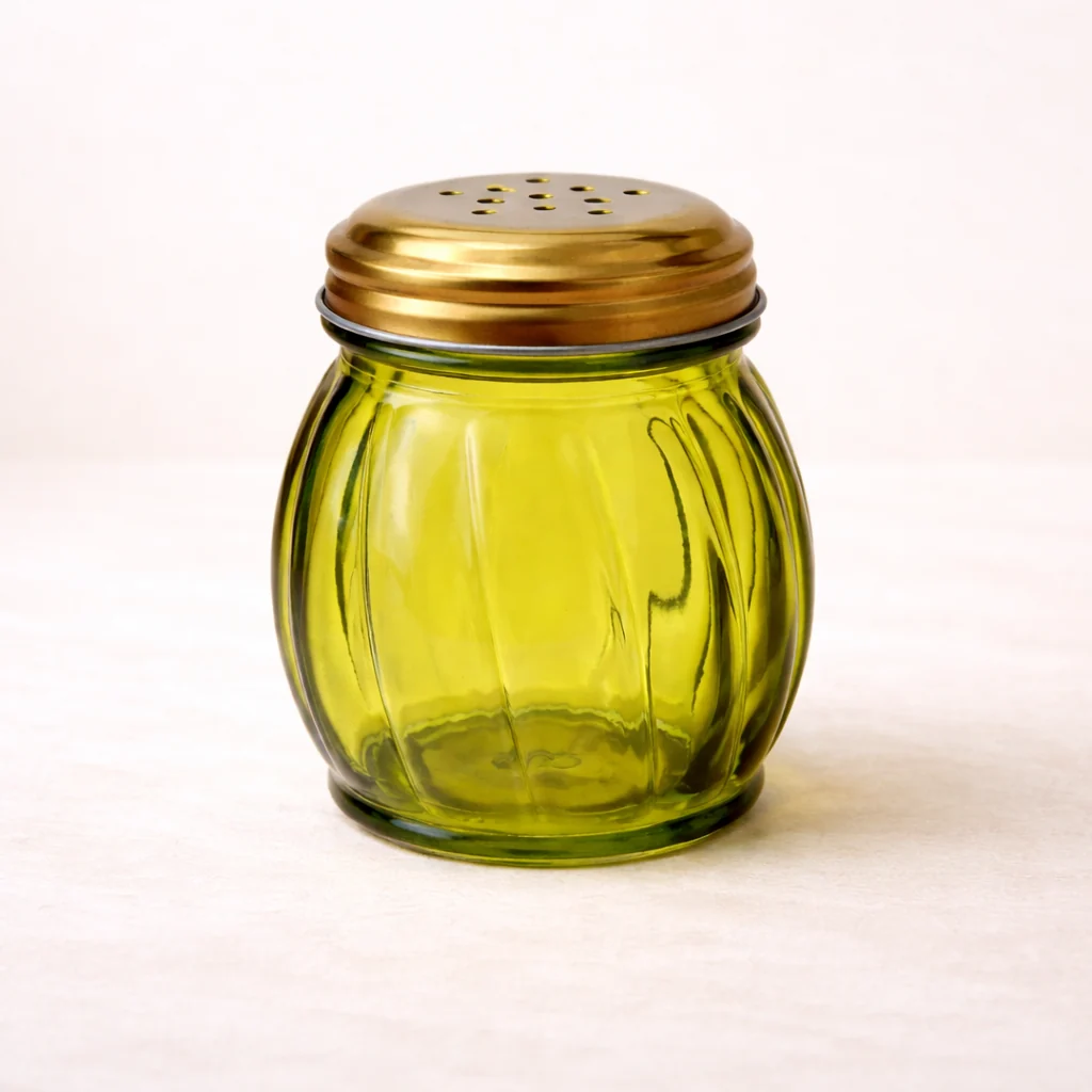 Olive Glass Cheese & Spice Shaker