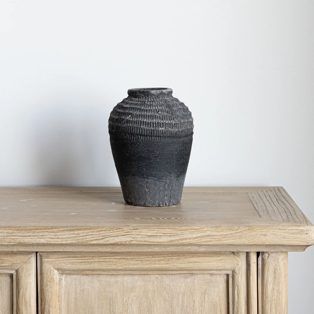 Charcoal Textured Ceramic Vase