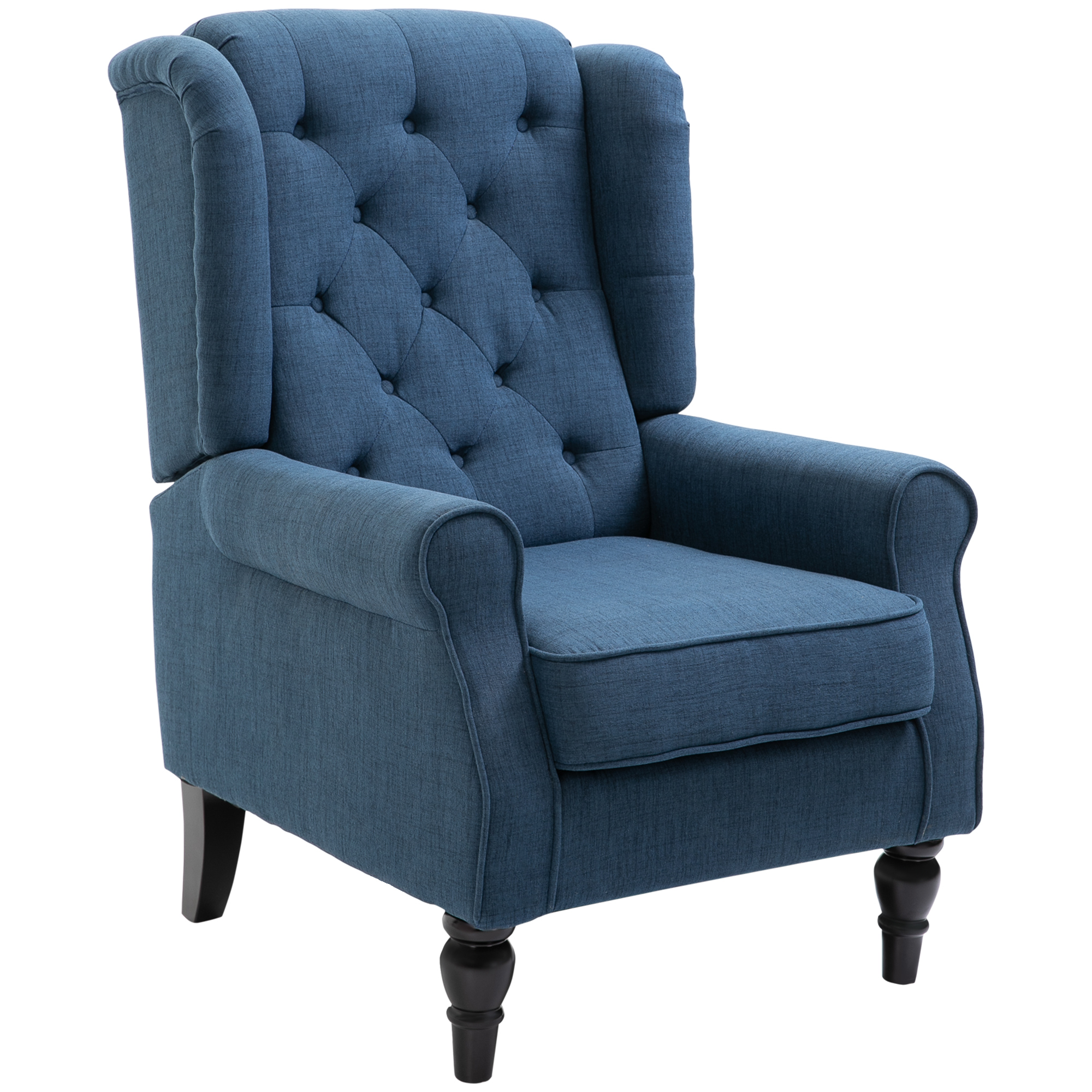 HOMCOM Elegante Oorfauteuil, Dik Gepolsterd, Afneembare Hoes, 74 x 86 x 102 cm, Blauw