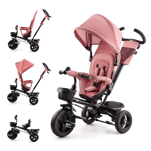 Kinderkraft AVEO Triciclo bambini dai 9 Mesi fino 25 kg, Passeggino con Maniglione del Genitore regolabile, Bici, Compatto pieghevole, Sedile girevole Fronte Mamma e Strada, Ruota libera, Rosa : Videogiochi
