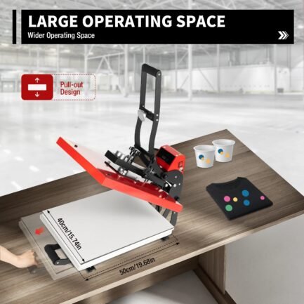 16′′ x 20′′ Clamshell Semi-Auto Open Heat Press Machine with Slide Out Function Heavy