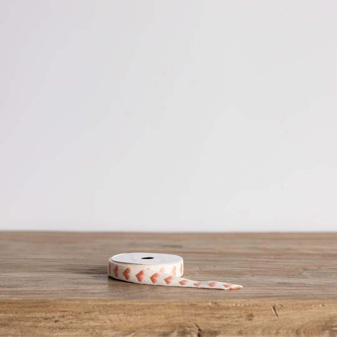 Terracotta Clay Hearts Woven Ribbon