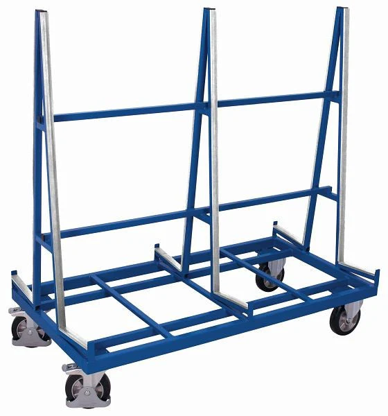 Carrello porta pannelli variofit, bifacciale, dimensioni esterne: 2.080 x 880 x 1.700 mm (l / p / h) capacità di carico 1200 kg ruota in gomma piena elastica, nera-2006