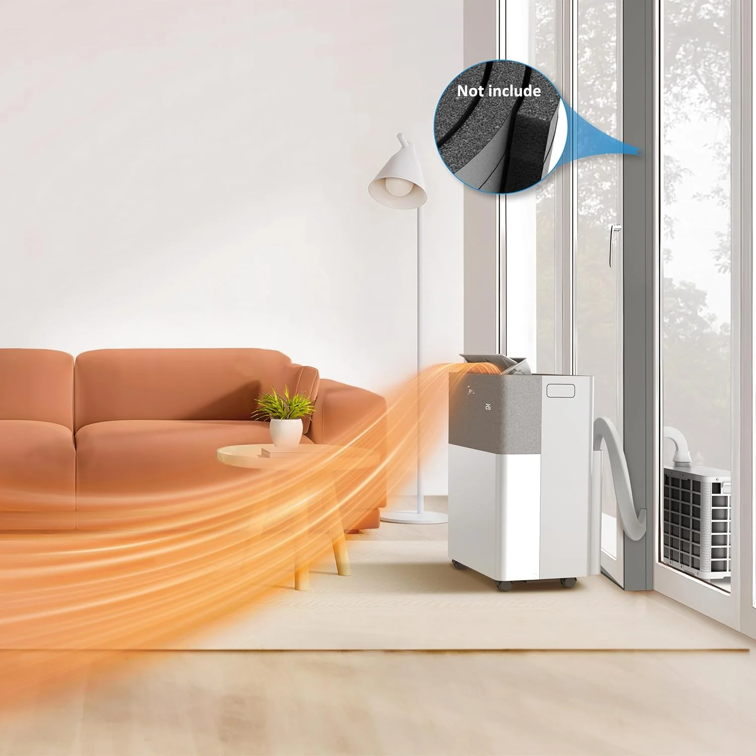 Midea Portasplit Klímaberendezés, Mobil Hőszivattyú, Hűtés A++/Fűtés A+, 12000 BTU 3,5kW, akár 42 m² / 105 m³-es helyiségekbe, csak 39 dB(A) csendes üzemmódban