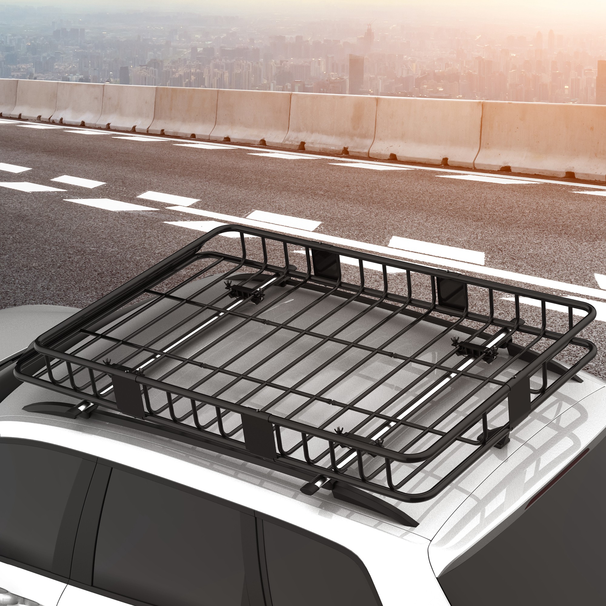 HOMCOM Universele dakkoffer autodakdrager dakbagagerek bagagemand bagagerek plank metaal zwart 162 x 99 x 16 cm | Aosom.de