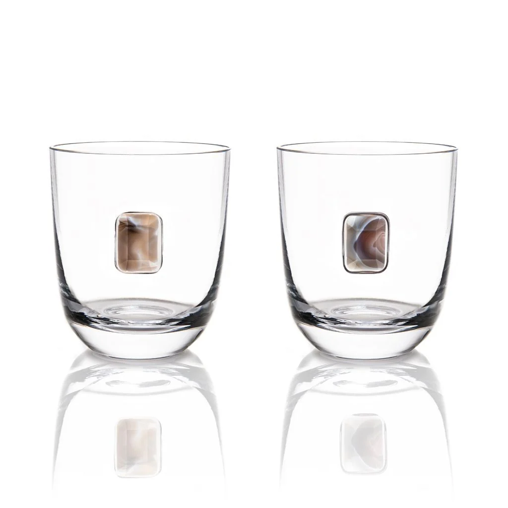 Elevo Double Old Fashioned Glass Pair, Amethyst