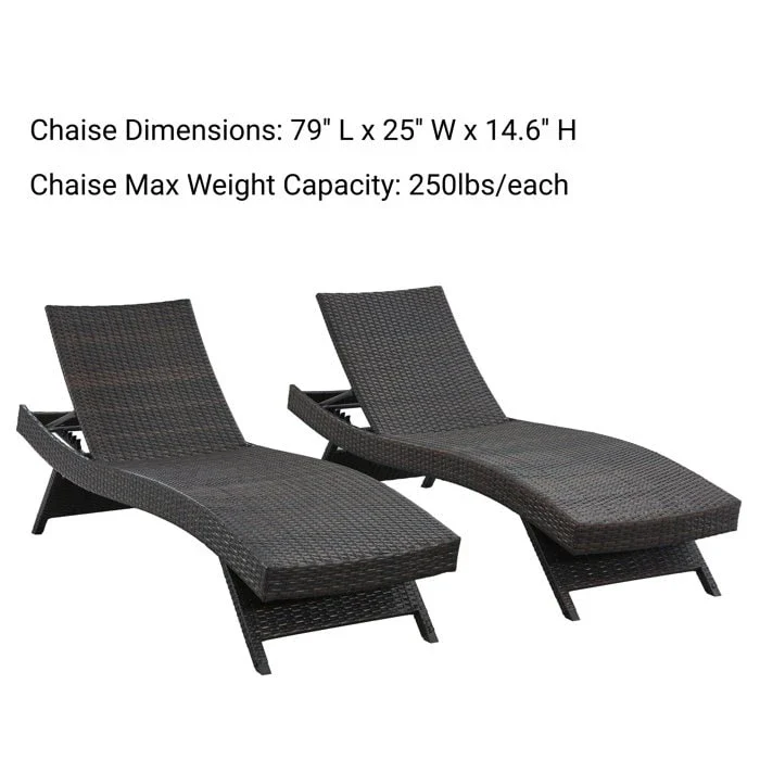 All Weather Wicker Chaise Lounge - Set of 2