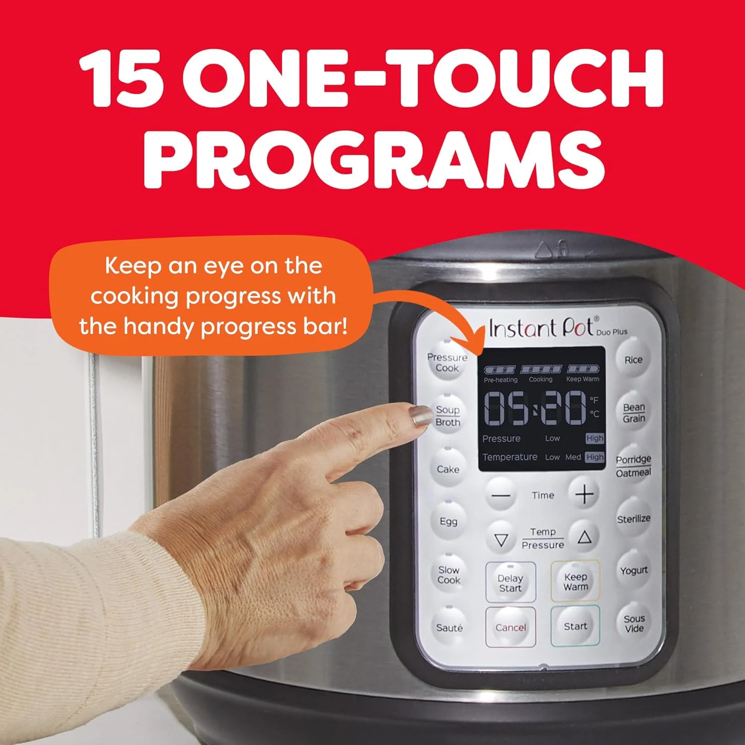 9-in-1 Multicooker, Pressure Cooker, Slow Cook, Rice Maker, Steamer, Sauté, Yogurt, Warmer & Sterilizer, Includes App With Over 800 Recipes, Stainless Steel, 6 Quarts