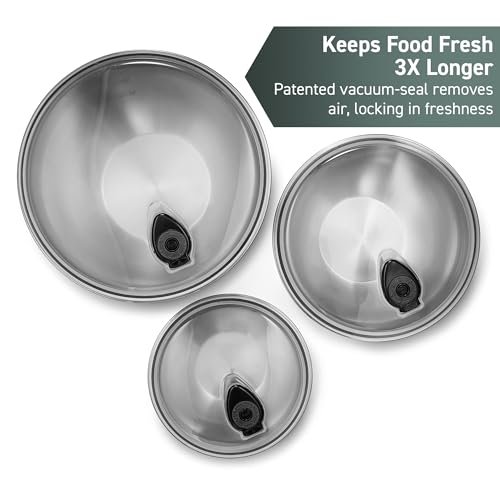 HexClad Set di 3 ciotole in acciaio inox, con coperchi sottovuoto e base antiscivolo, 3 pezzi : Amazon.it: Casa e cucina