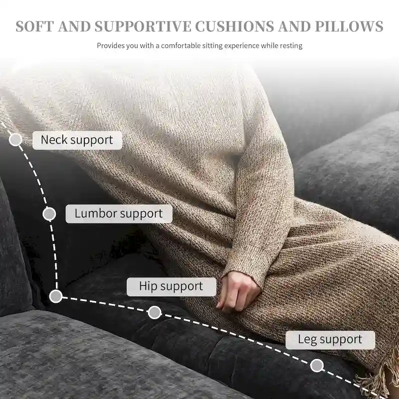Modern 5-Seat L-Shaped Cloud Sleeper Sofa Couch with Chaise Lounge with Double Seat Cushions