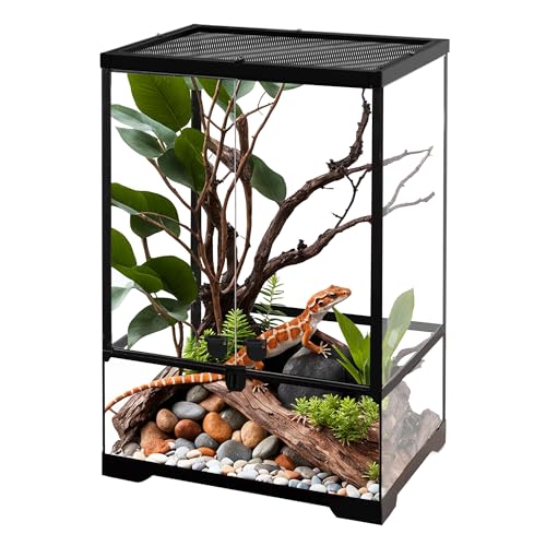 NEPTONION Terrario professionale in vetro da 30,5 x 30,5 x 45,7 cm, per rettili, con telaio in lega di alluminio resistente al calore, doppie porte frontali a battente per evitare inceppamenti, sabbia : Amazon.it: Prodotti per animali domestici