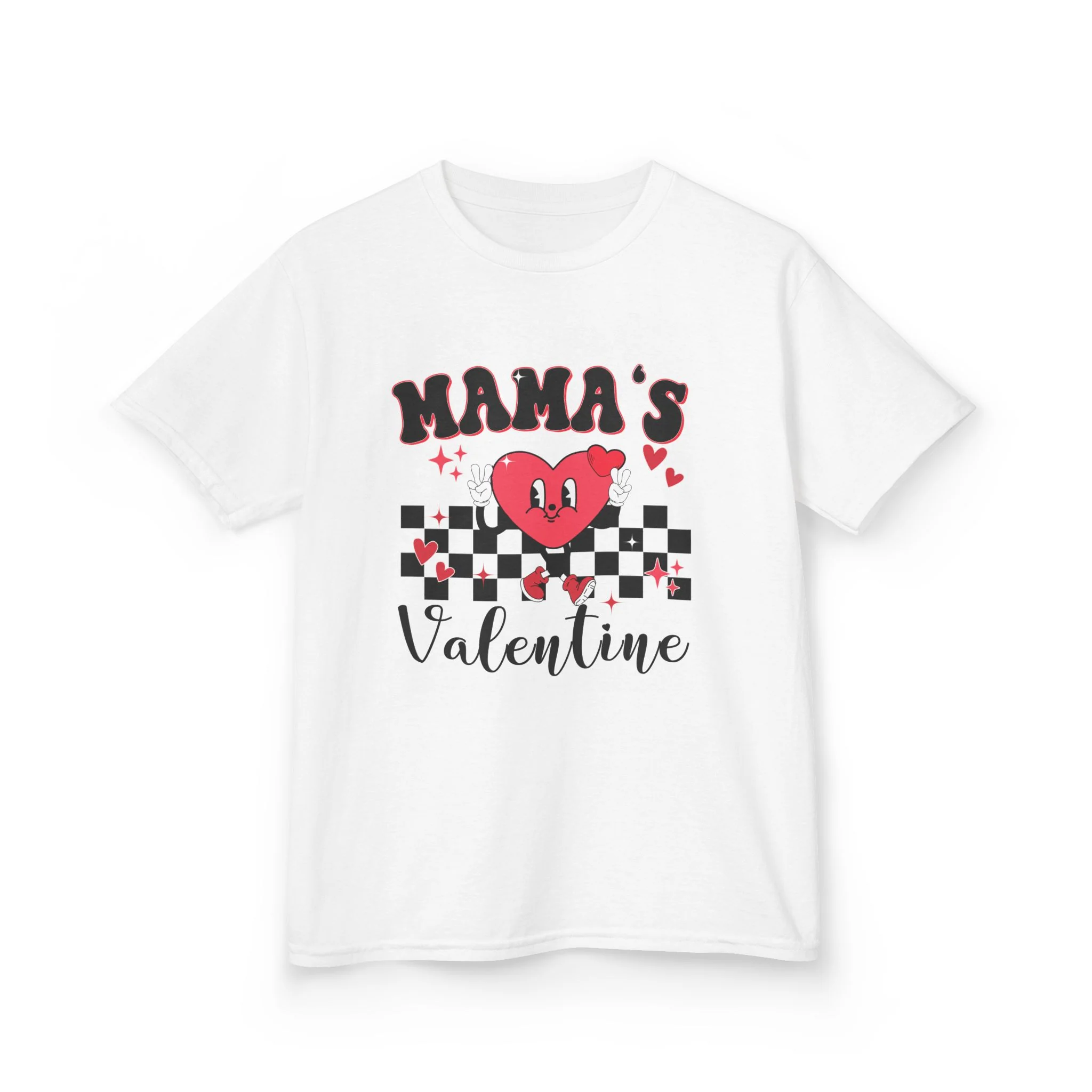 Mama's Valentine Kids Tee | Heart Checkerboard Valentine Shirt