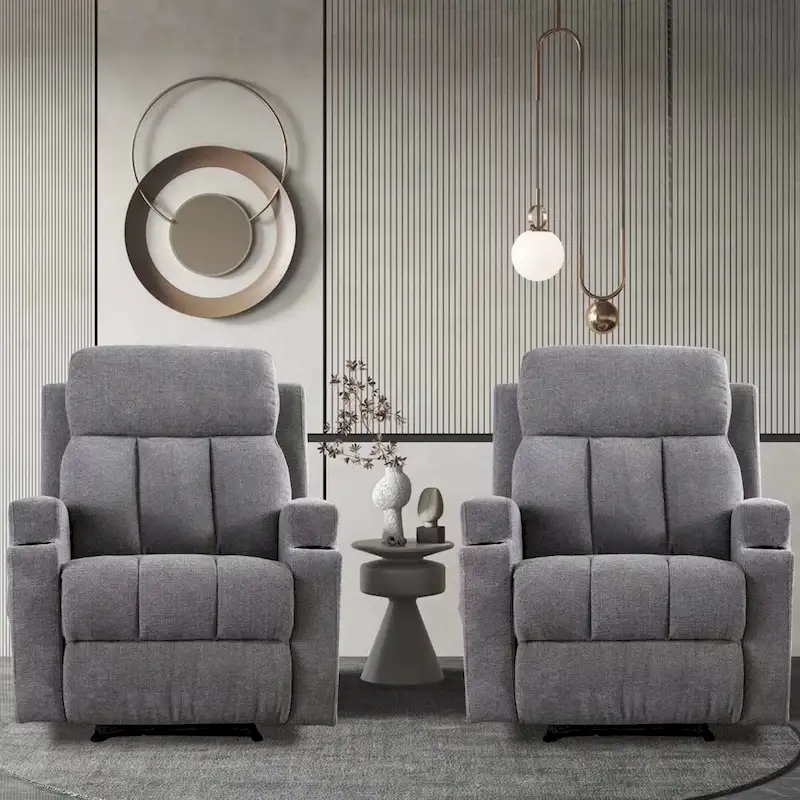 Massage Recliner and Manual Singles Sofa with Remote control