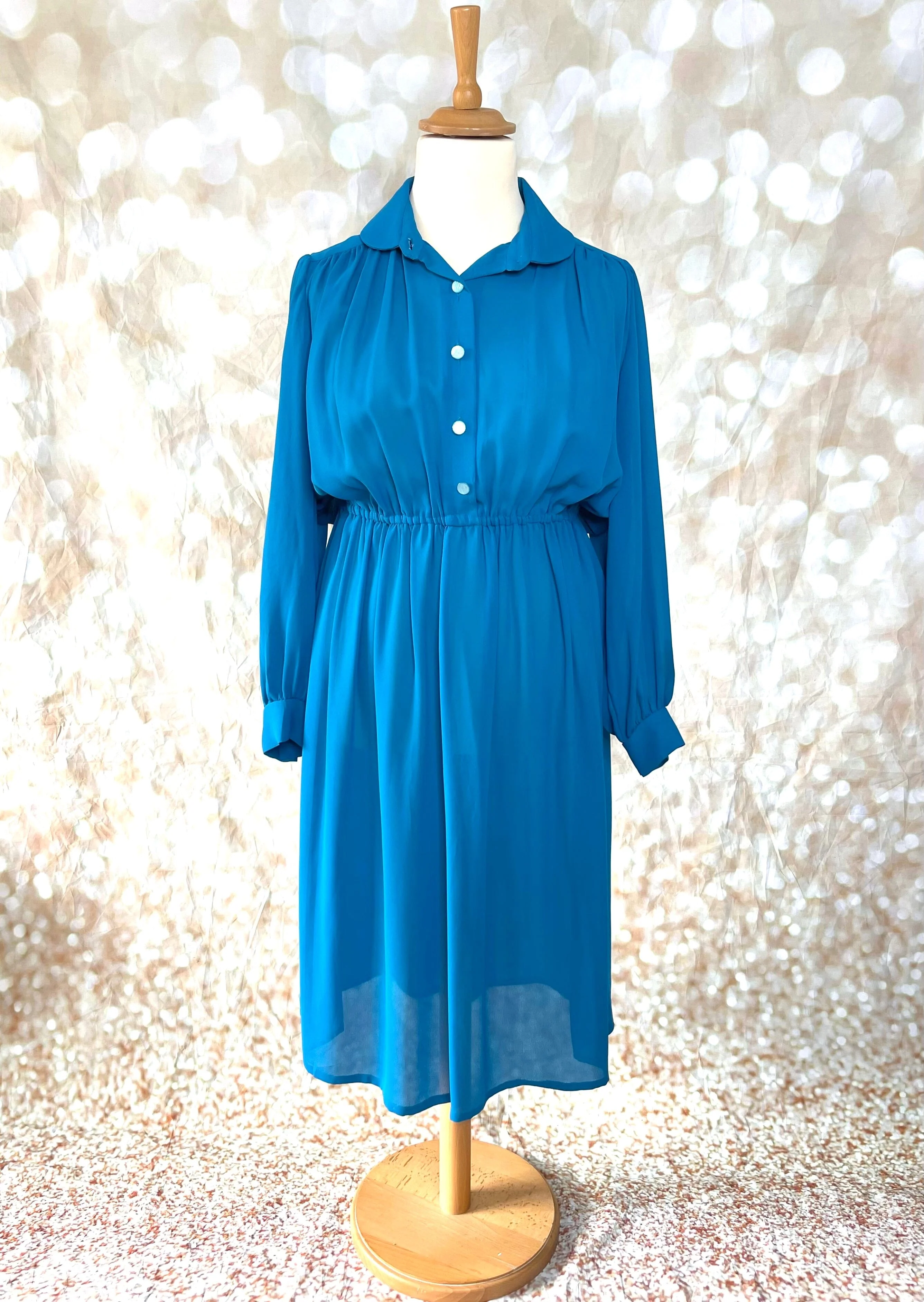 1980s does 1940s Semi-Sheer Shirtwaister Dress