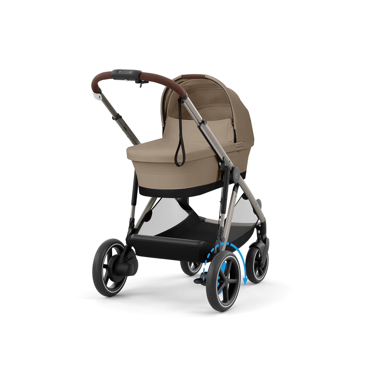 CYBEX Gold Kinderwagen e-GAZELLE S, Ab Geburt bis ca. 4 Jahre, Max. 22 kg (Single-Modus) / 2x 22 kg (Duo-Modus), All-in-1-System mit E-Antrieb und 20+ Konfigurationen, Moon Black