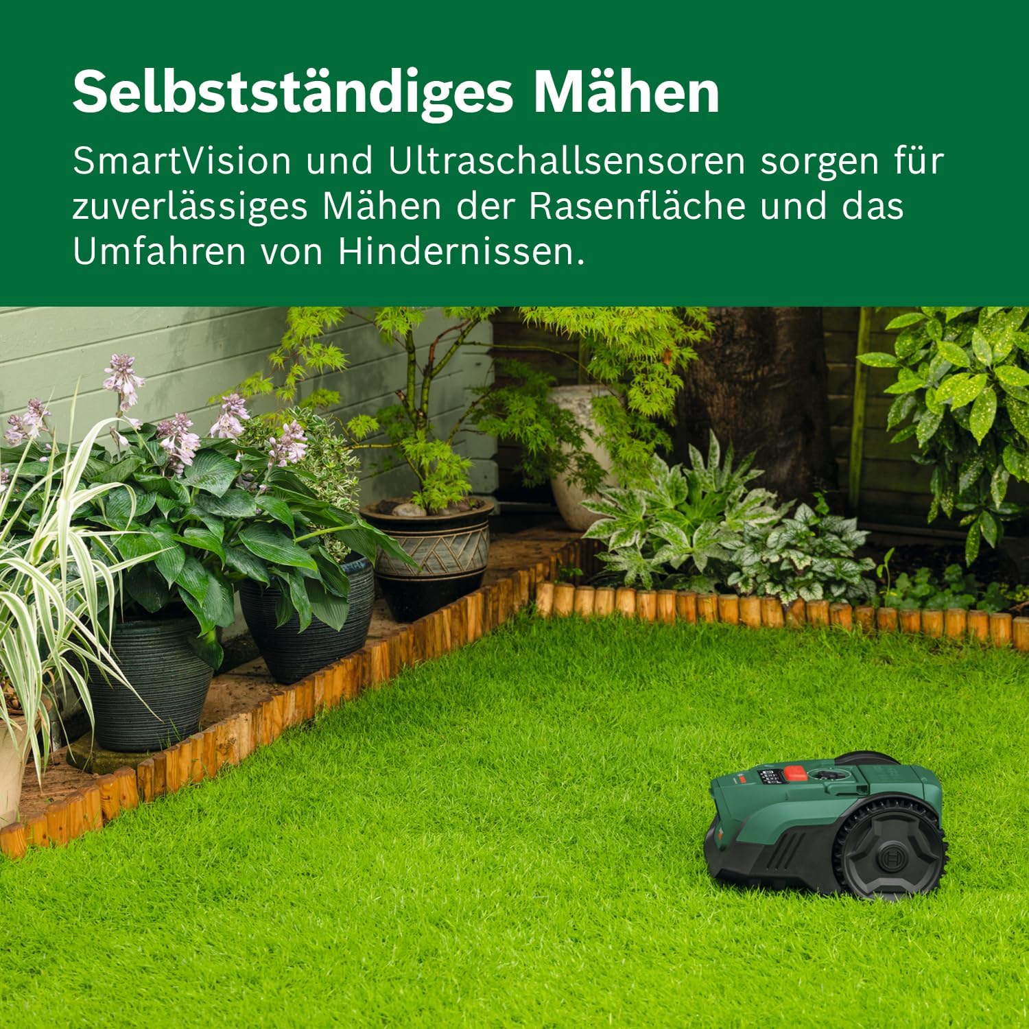 Akku-Mähroboter VISIMOW18V-100 (für Rasenflächen bis 100 m², Schnittbreite: 16 cm, Schnitthöhe: 20-60 mm, mit Ersatzmessern, inkl. Akku und Ladegerät)