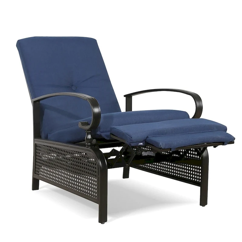 Adjustable Recliner Lounge Chair Patio Lounge Sofa with Cushion - 38 (D) x 26.5 (W) x 38.5 (H) INCH