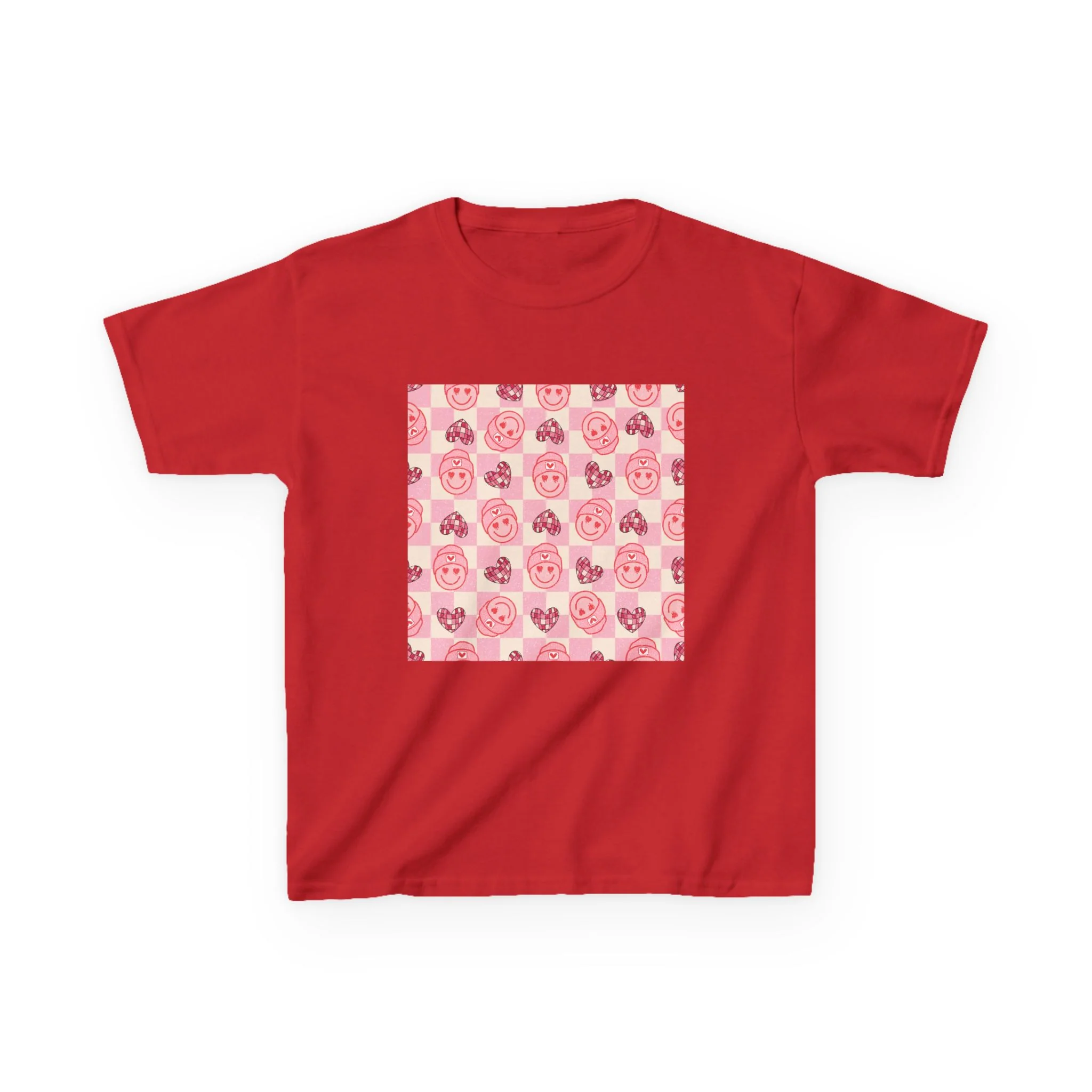 Pink Cartoon Pig Pattern Kids Tee | Cute Pig Faces, Pastel Animal Print
