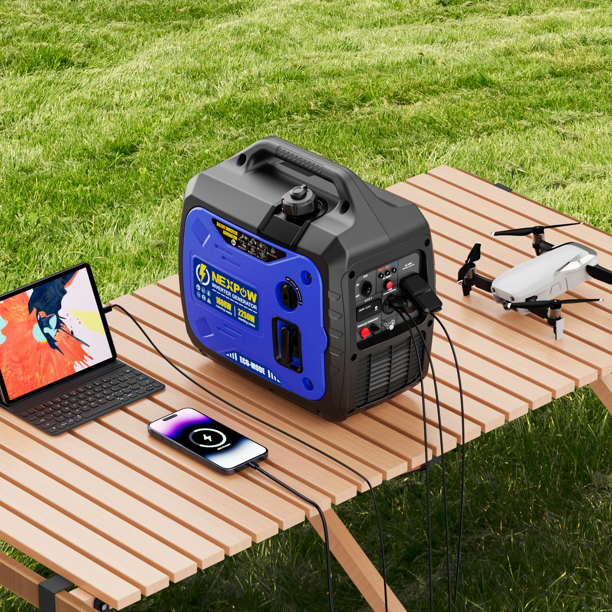 NEXPOW 2250W Portable Inverter Generator, Gasoline Power Quiet Lightweight for Backup Home & Camping, Eco-Mode Feature, Parallel Capability, EPA Compliant