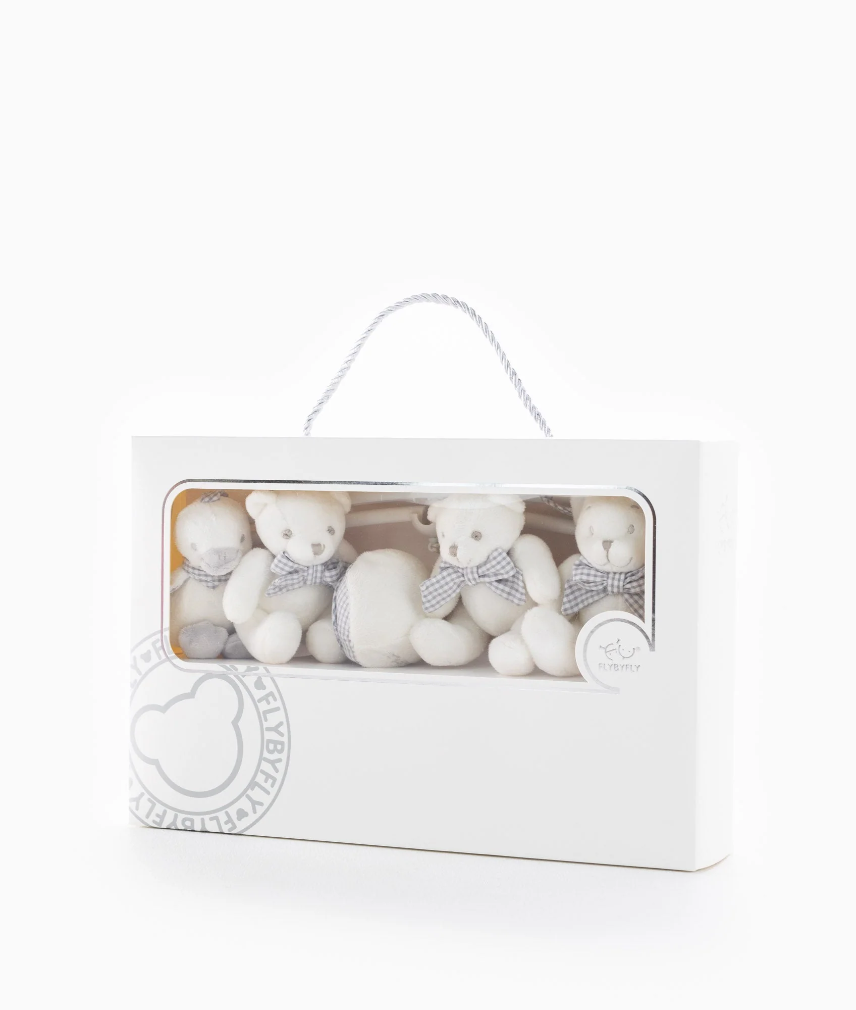 Bunny, Duck & Bear Musical Mobile | White & Grey