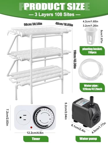 Kalolary Kit di Coltivazione Idroponica a 3 Strati, Attrezzatura per Piantagione Idroponica da 108 Luoghi con Pompa dell'Acqua, Sistema di Coltivazione Idroponica con Cestini e Spugne : Amazon.it: Giardino e giardinaggio