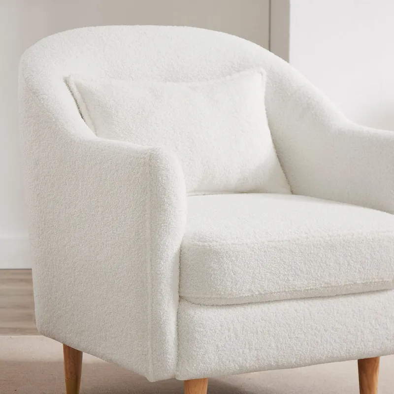28.34W Set Of 2 Accent Armchair, Velvet Barrel Chair with Solid Wood Legs