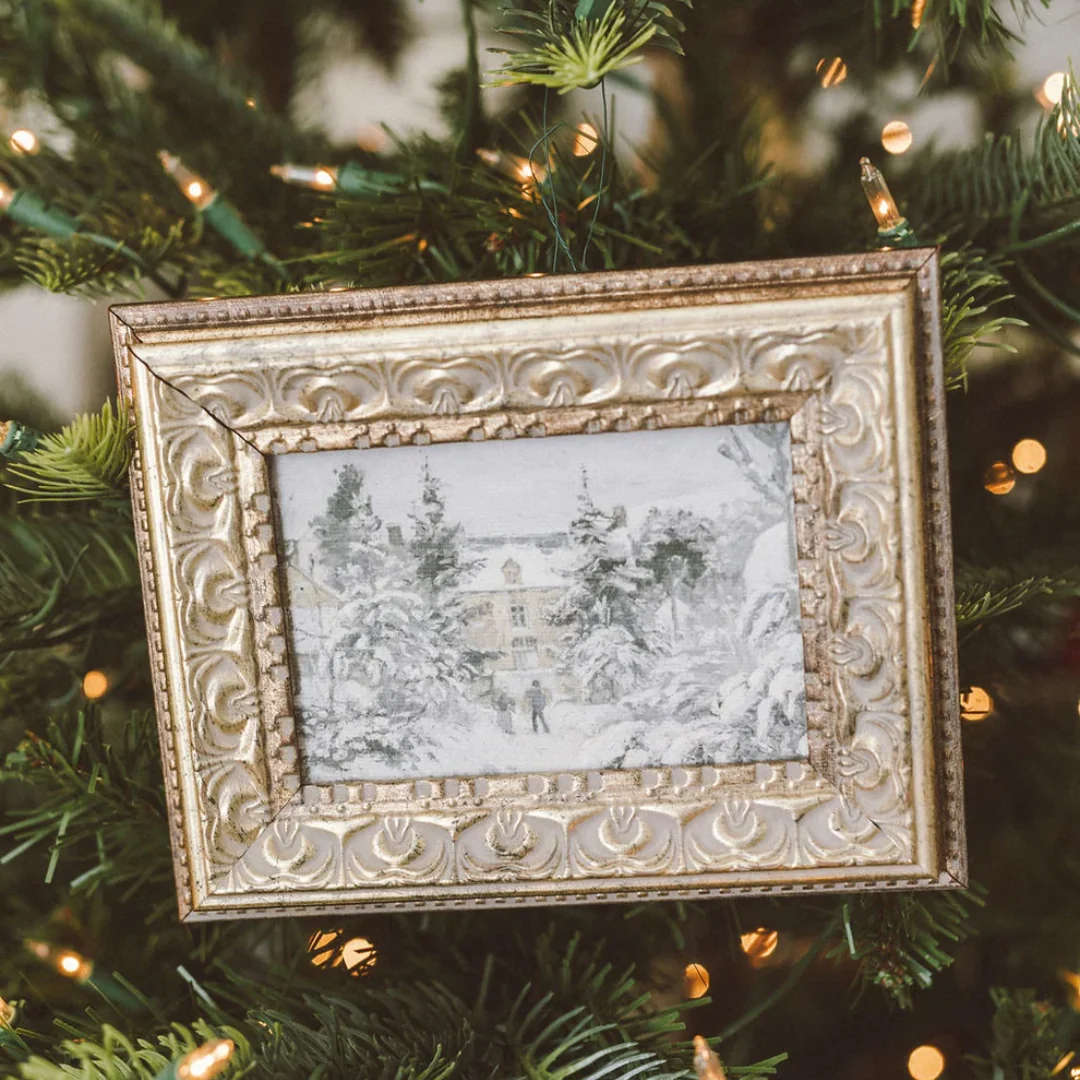 Snowy Stroll Framed Antique Inspired Art