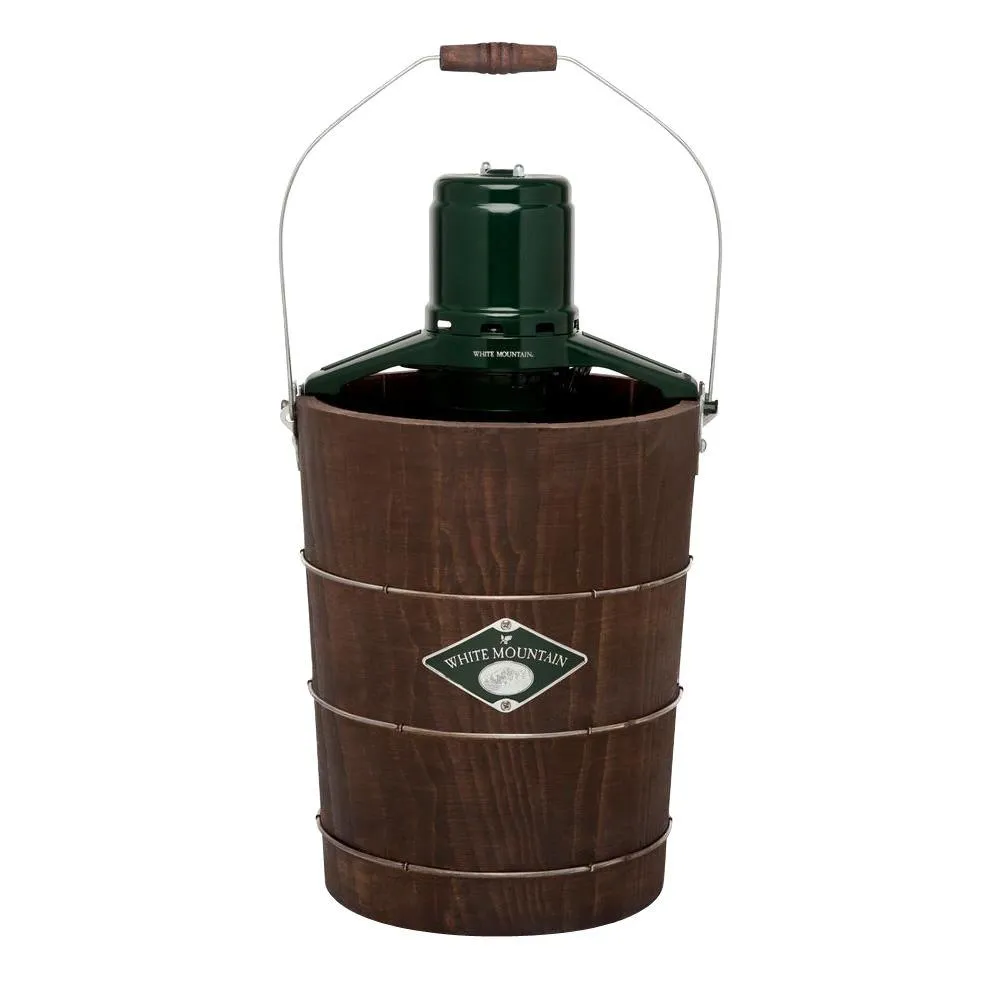 White Mountain 6 Qt. Green and Brown Electric Ice Cream Maker
