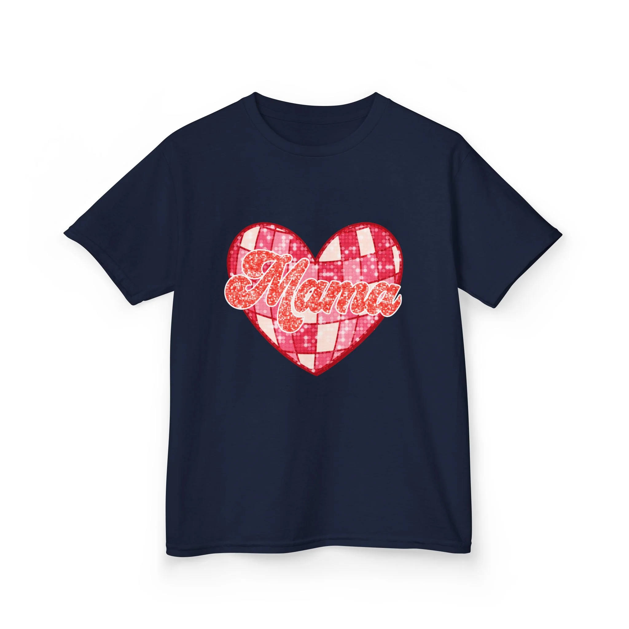 Mama heart patch Tee | pink checkered heart with Mama script