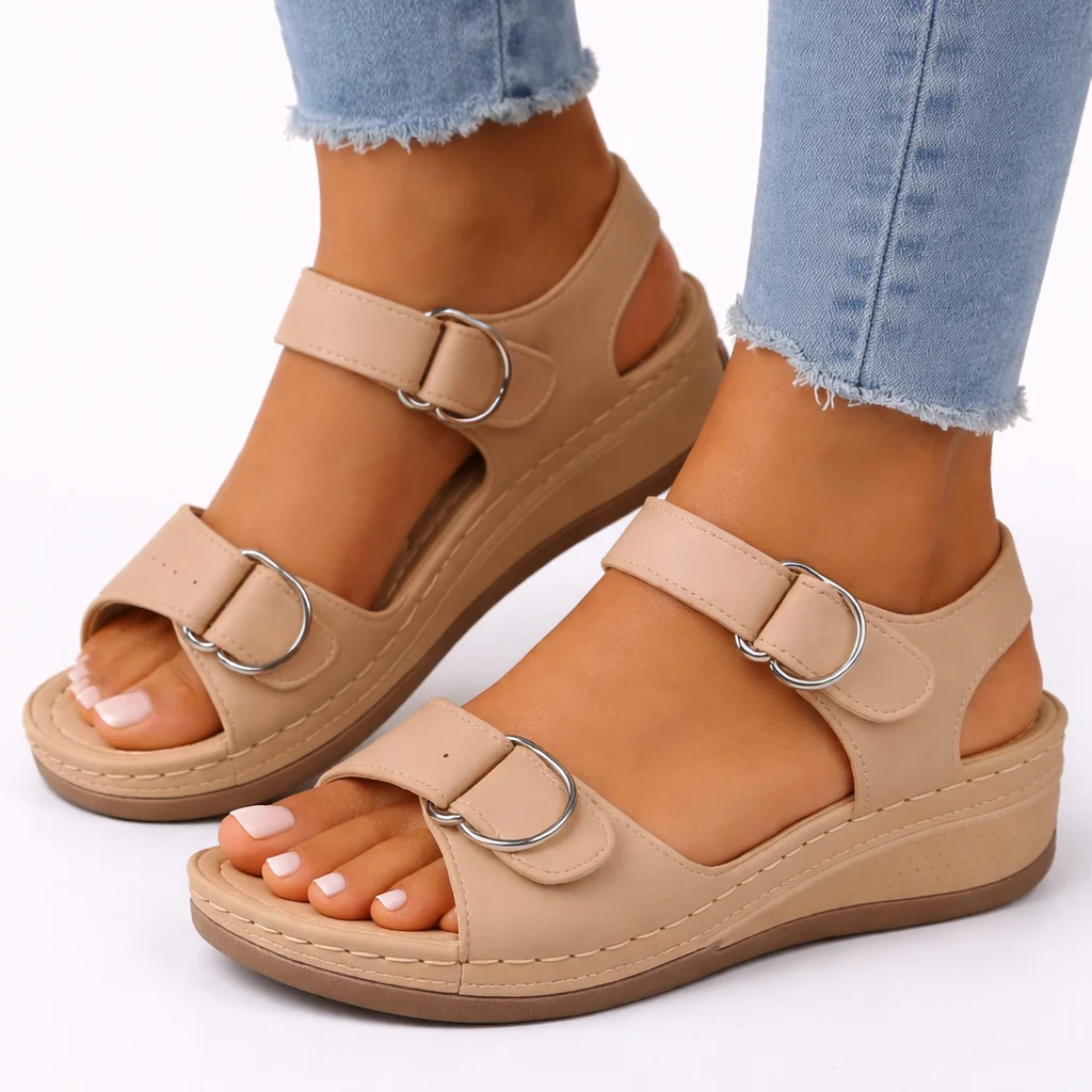 Women��s Lightweight Wedge Heel Sandals Open-Toe Design