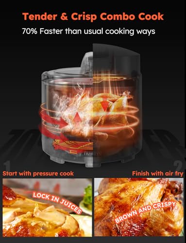 Nuwave Duet Air Fryer and Electric Pressure Cooker Combo with 2 Switchable Lids, 300 FoolProof One Touch Presets, Crisp&Tender Tech, 6QT Heavy duty Stainless Steel Pot, 15  Safety Features : Home & Kitchen