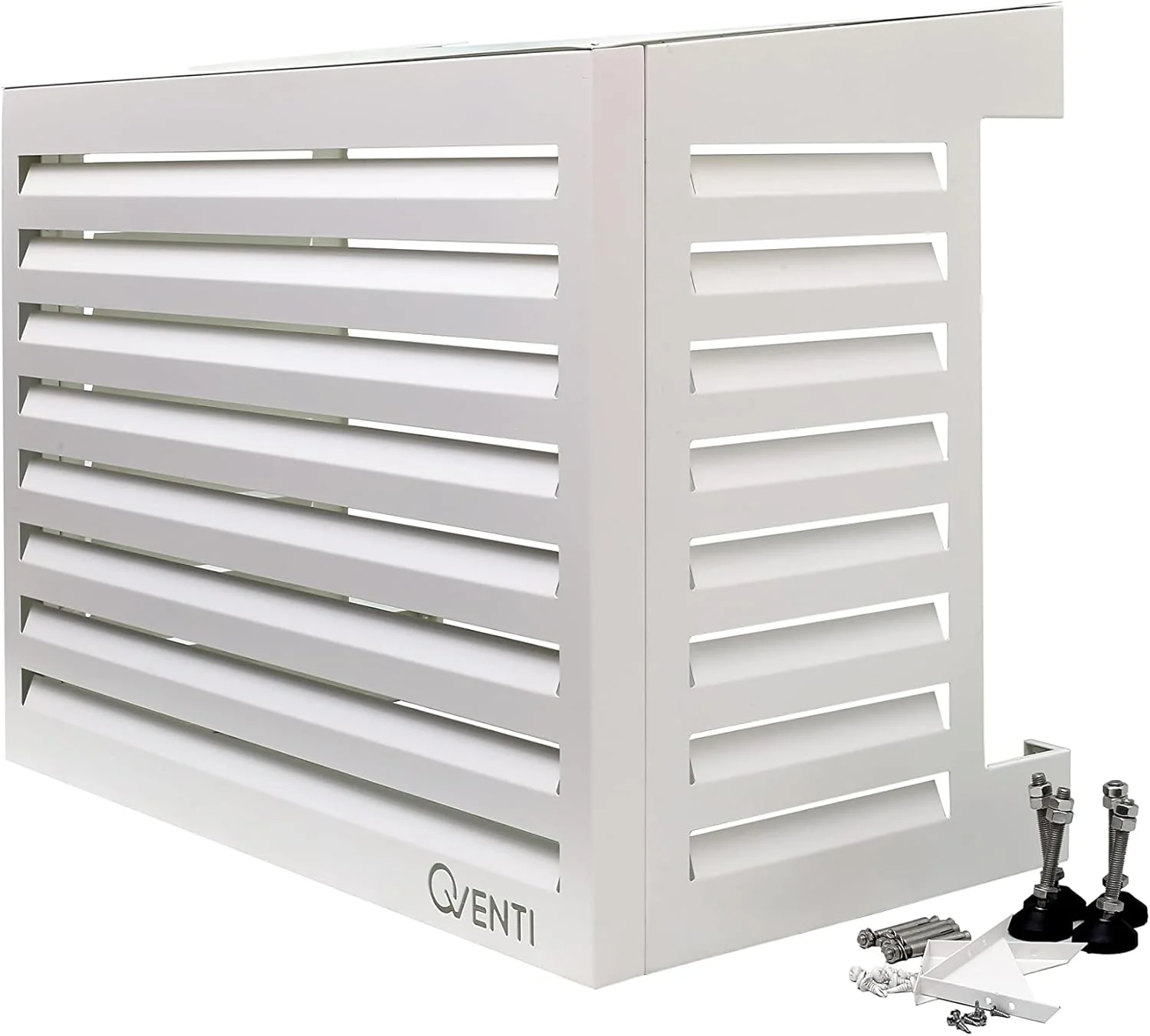 Qventi Abdeckung für Klimaanlage - Anthrazit/Grau - Aluminium - Schutzgitter - Verkleidung - Einfache Montage - Größe S - Außenmaße (LxBxH): 100 x 50 x 75 cm