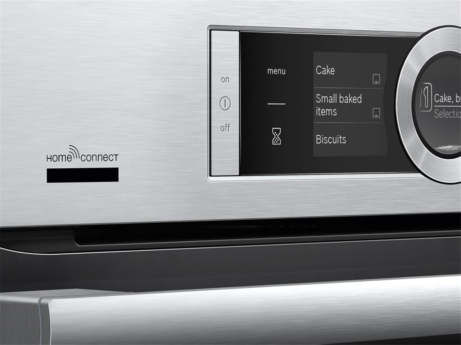 Bosch HMG7361B1, Serie 8 smarter Einbau-Backofen mit Mikrowellenfunktion, 60 x 60 cm, Made in Germany, Schwarz, Air Fry, Digitaler Bedienring, Touchdisplay, Automatikprogramme, Reinigungsunterstützung
