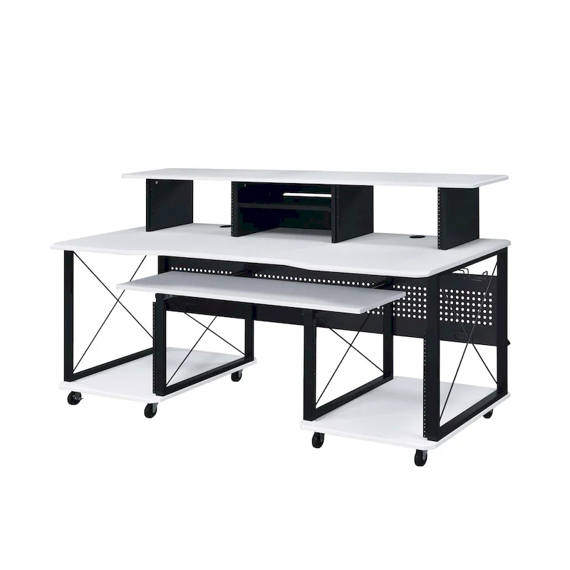 Rectangular Music Desk with 8 Wheels and 1 Keyboard Tray