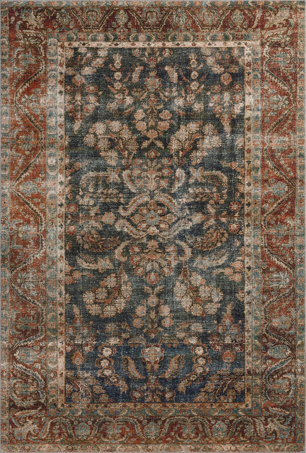 Loloi Chris Loves Julia Jules Collection JUL-10 Ocean/Spice 7'-6" x 9'-6", .13" Pile Height, Area Rug