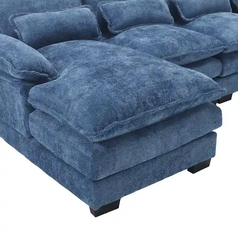 U-Shaped Chenille Sectional Sofa - Reversible Modular Seating