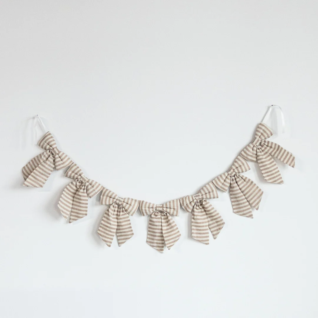 Striped Beige Sand Bow Garland