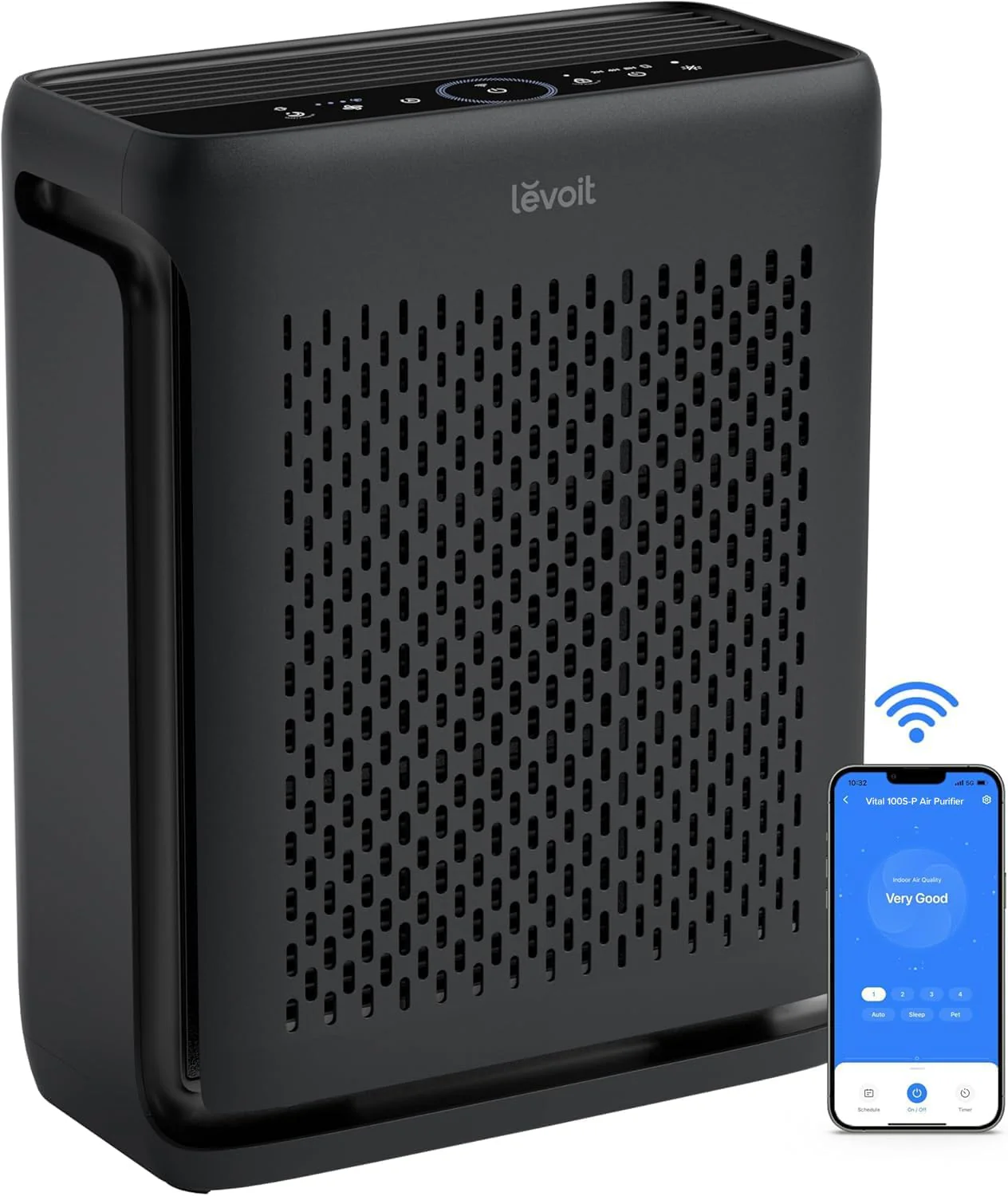 LEVOIT Air Purifier for Home Large Room Up to 1073Ft虏 with Air Quality Monitor, AHAM VERIFIDE, Smart WiFi, Washable Pre-Filter, HEPA Sleep Mode for Pets, Allergies, Dust, Pollen, Vital 100S-P, White