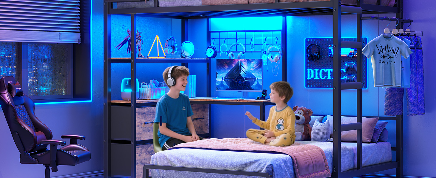 bunk bed with desk