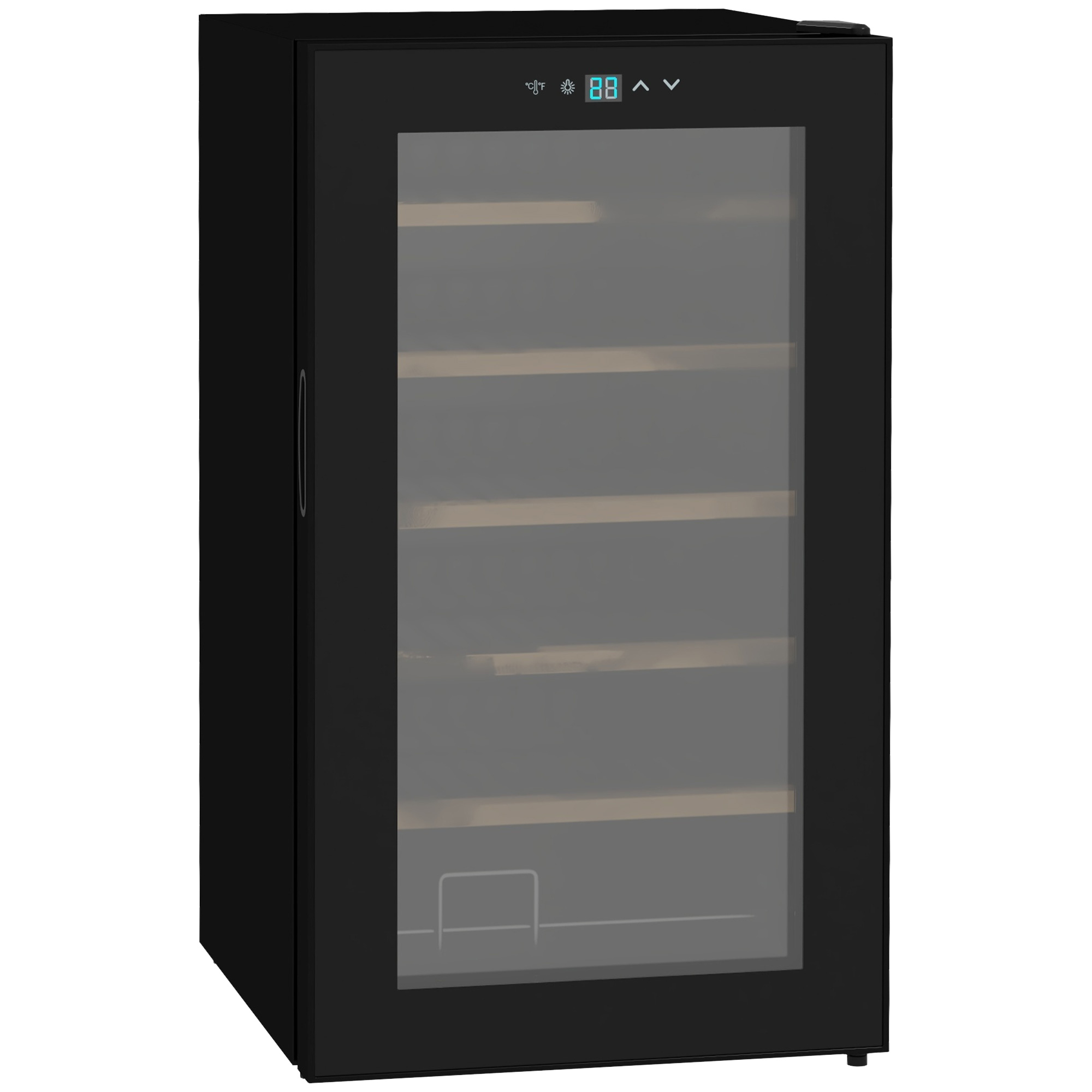 Wijnkoelkast voor 24 flessen, instelbare temperatuur van 5 tot 20�� C, LED-verlichting, zwart, 43 x 45 x 75 cm