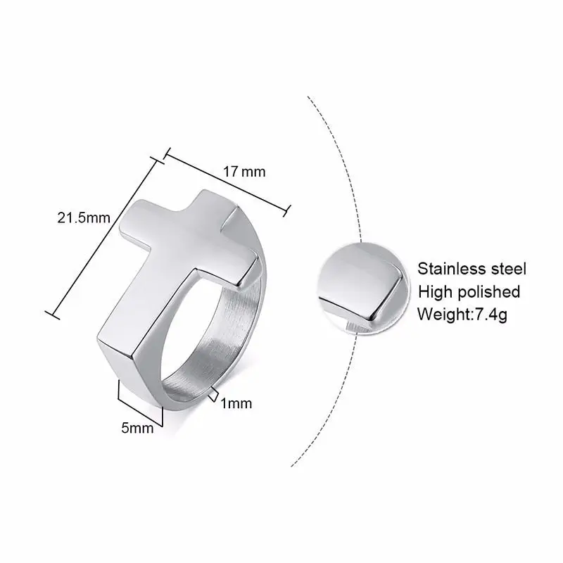 Mens Cross Ring | Hip Pop Jewelry | Ring with Cross | Gift for Him