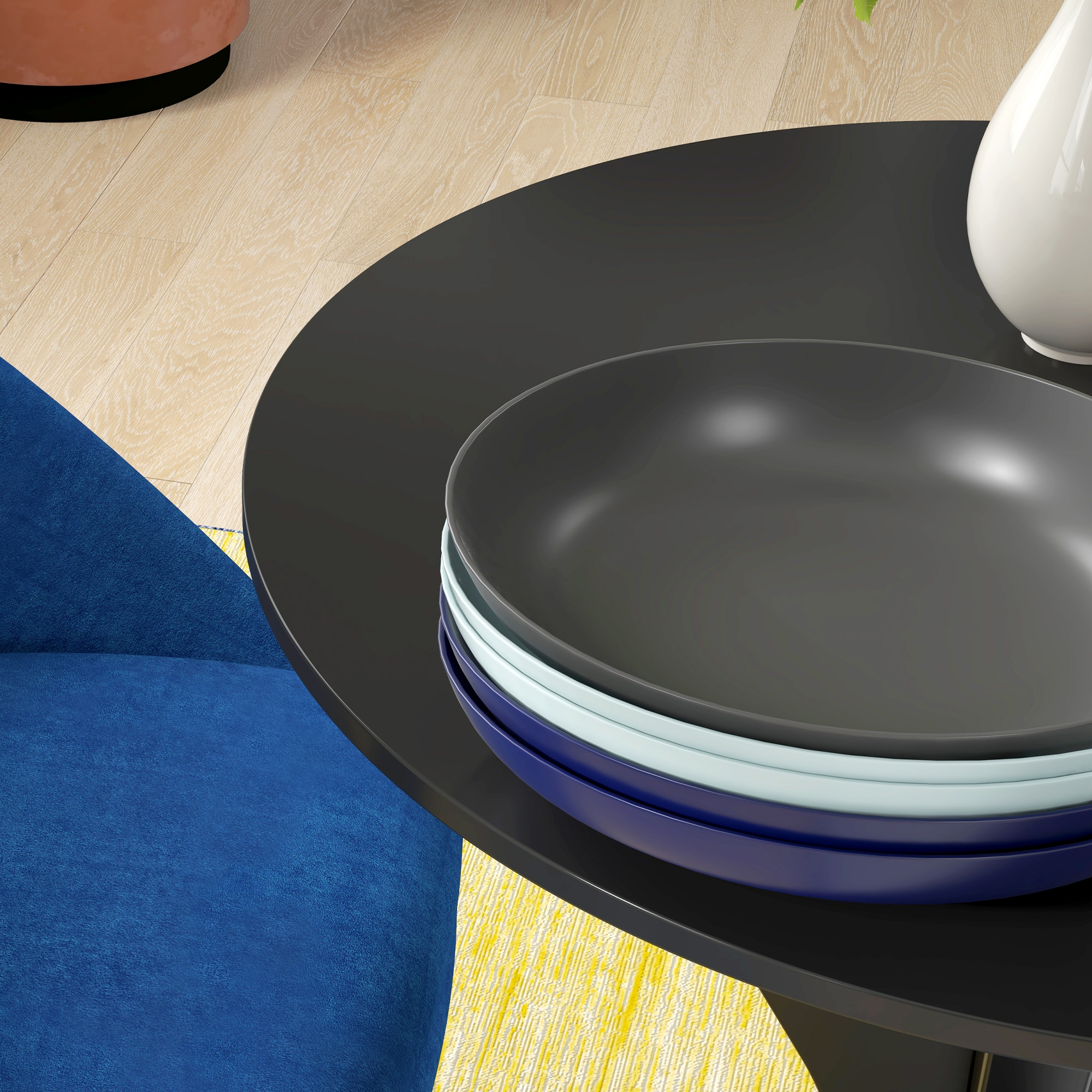 HOMCOM Ronde Eettafel Keukentafel, Modern Ontwerp, 78 cm x 78 cm x 75 cm, Zwart