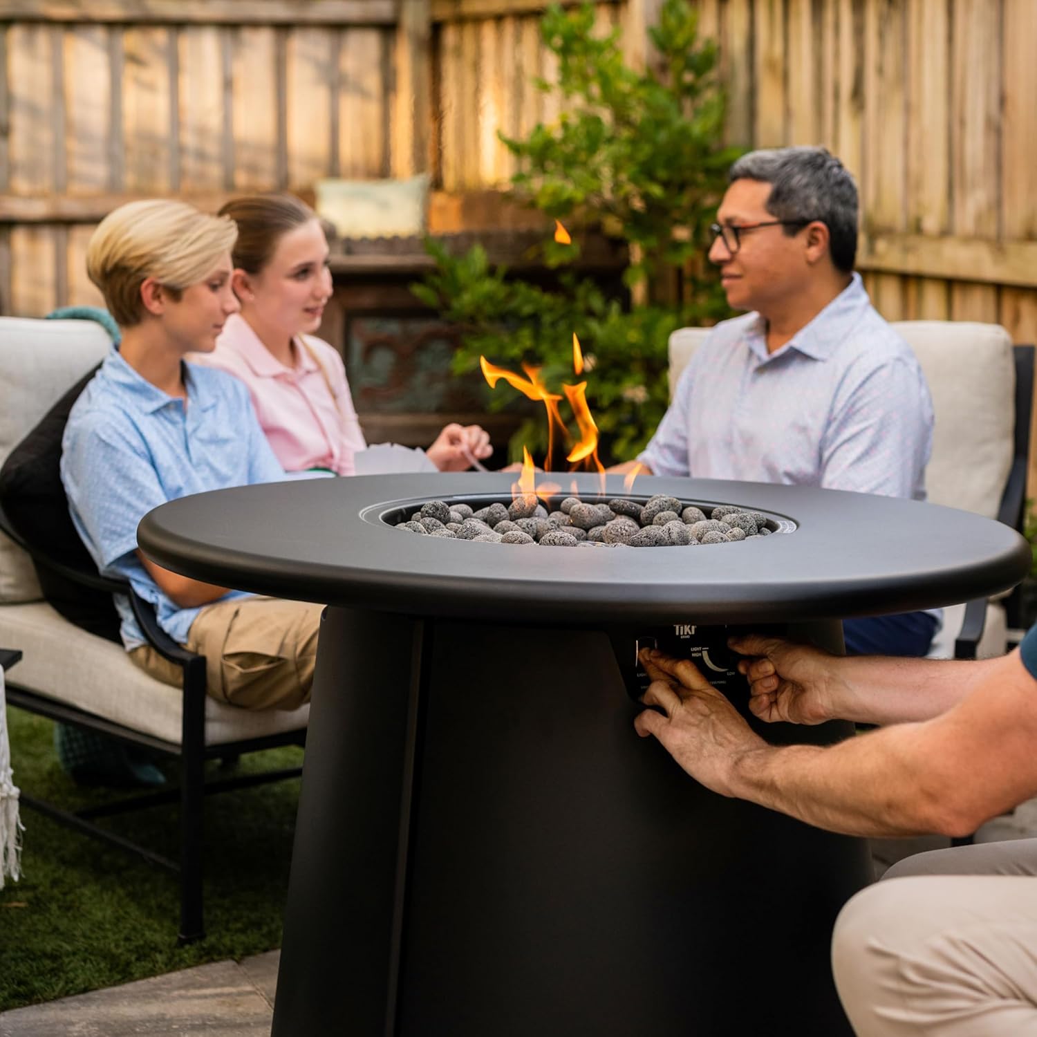 TIKI Brand Customizable Propane Fire Pit with Tabletop, 40,000 BTU 28.5